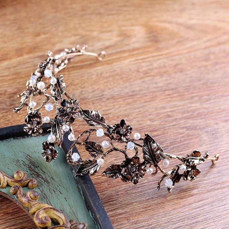 Fdesigner Leiothrix Gold Bride Wedding Queen Flower Crowns and Tiaras Baroque Bridal Hair Accessories for Women - Image 5